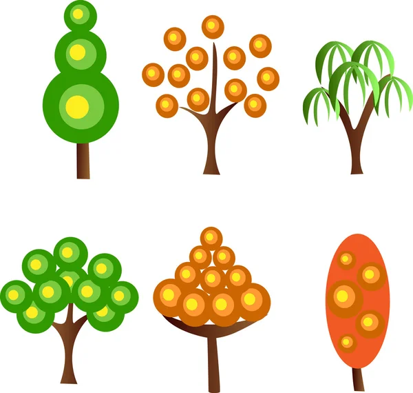 Набор векторных векторных деревьев — стоковый вектор