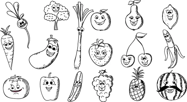 Set divertido dibujos animados verduras — Vector de stock