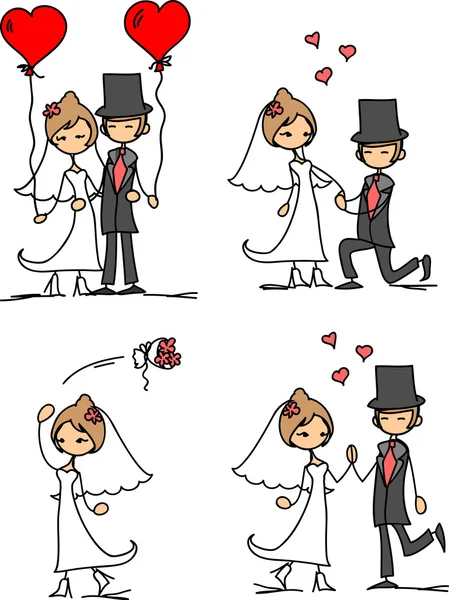 Photos de mariage de bande dessinée — Image vectorielle