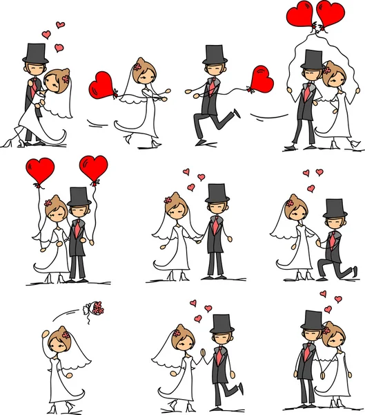 Desenhos animados fotos do casamento — Vetor de Stock