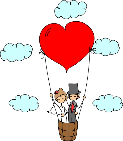 Wedding picture, bride and groom in love — Stock Vector