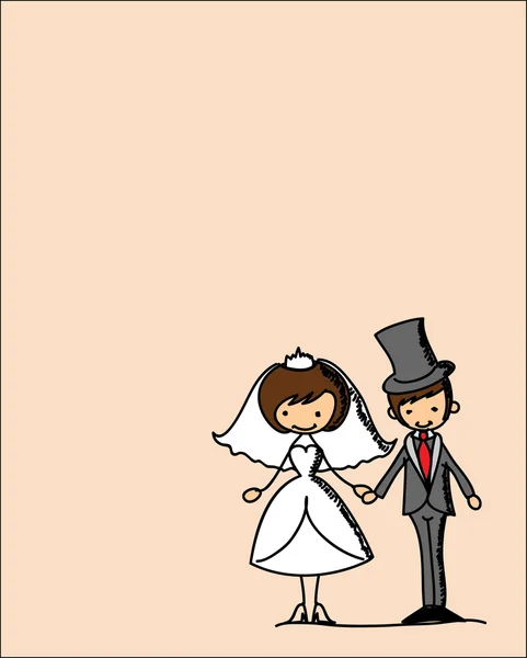 Wedding cartoon bride and groom — Stock Vector