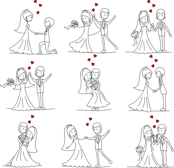 Aantal foto's bruiloft, bruid en bruidegom in de liefde Stockillustratie