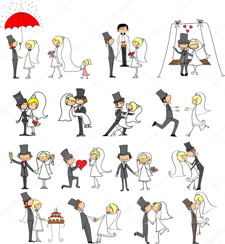 Set Of Wedding Pictures Bride And Groom In Love Stock Vector Image By C Virinaflora 100 Oleg Sammaljuk