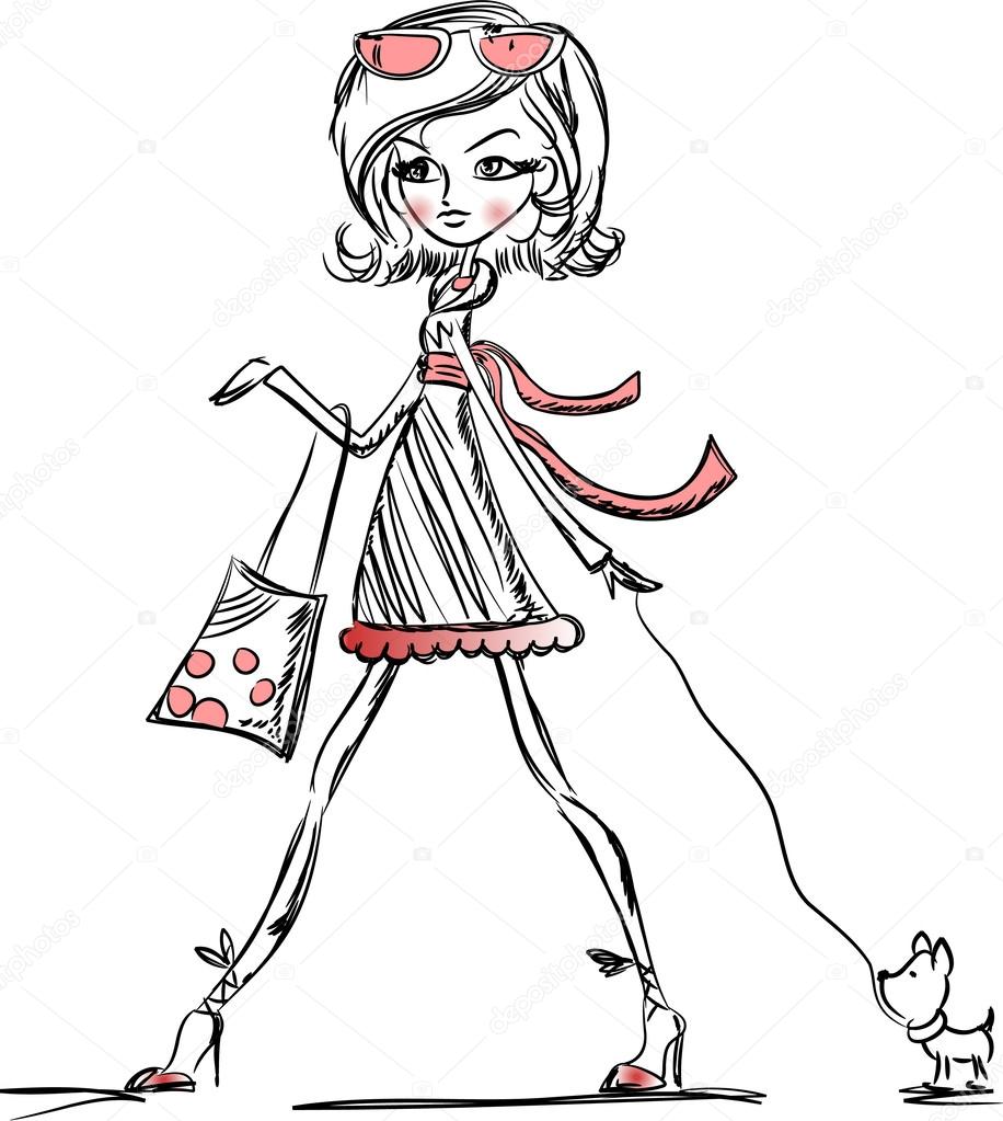 Fashion cartoon girl