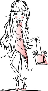 karikatür moda kız