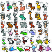 Картина, постер, плакат, фотообои "big set of cartoon animals", артикул 38148353