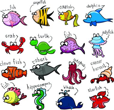 çizgi film deniz hayvanları