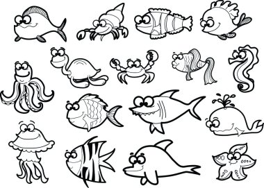 çizgi film deniz hayvanları