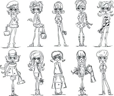 karikatür moda kızlar