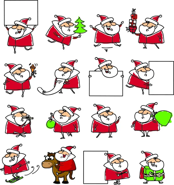 Set of Funny Santa Claus — Stock Vector