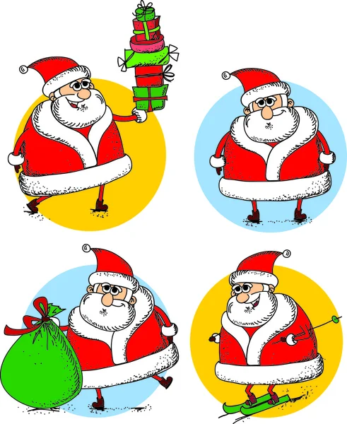 Набор карикатур на Санта-Клауса — стоковый вектор