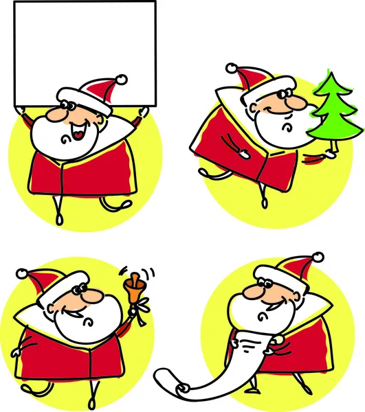 Conjunto de dibujos animados santa claus — Vector de stock