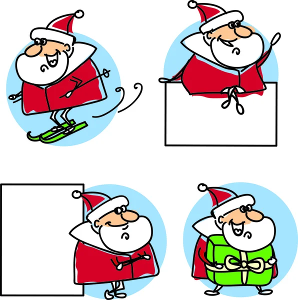 Set of cartoon santa claus — Stock Vector