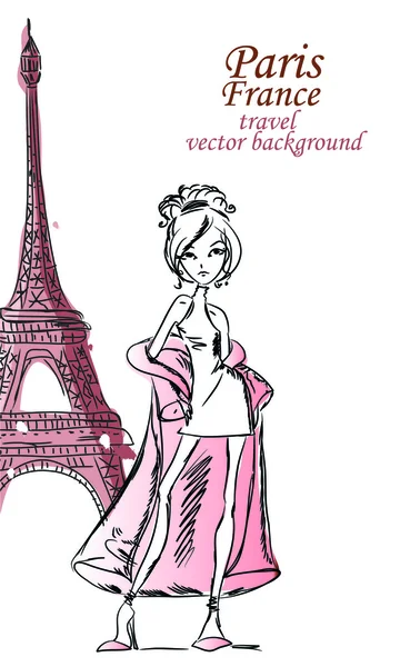 Fashion Cartoon Girl călătorește în lume — Vector de stoc
