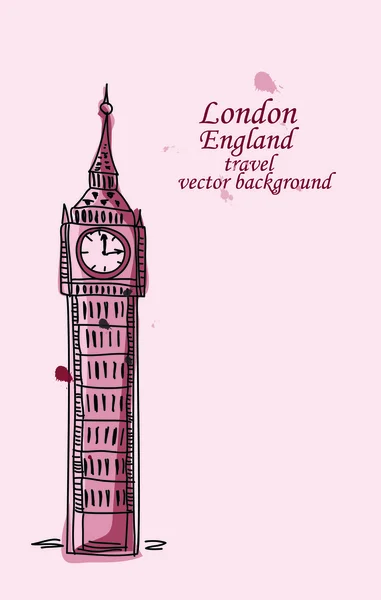 Reizen naar Londen, de big ben — Stockvector