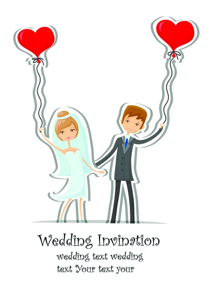 Imagen de boda de dibujos animados — Vector de stock