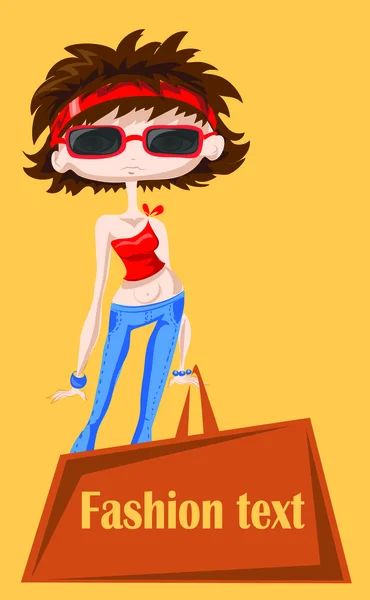 Cartoon fashionable girl — Stock Vector