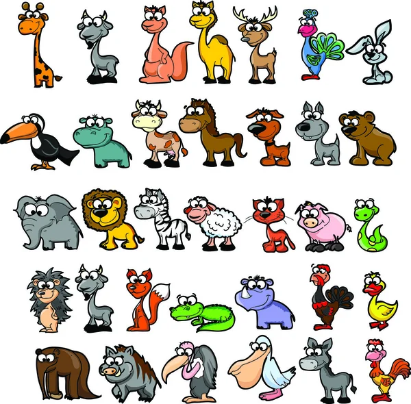 Conjunto de animales de dibujos animados lindo — Vector de stock