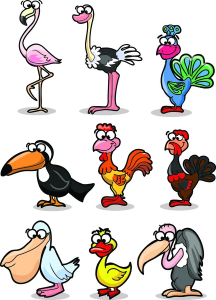 Oiseaux de dessin animé — Image vectorielle