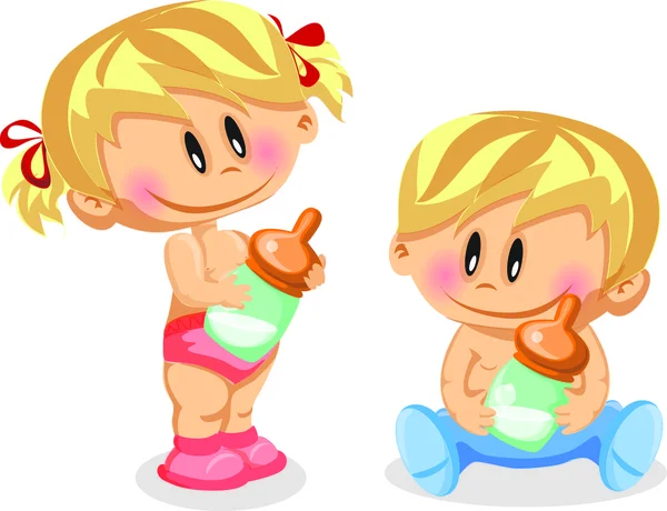 Bébé garçon et bébé fille — Image vectorielle