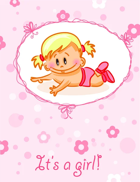 Announcement card with baby girl — Stock Vector