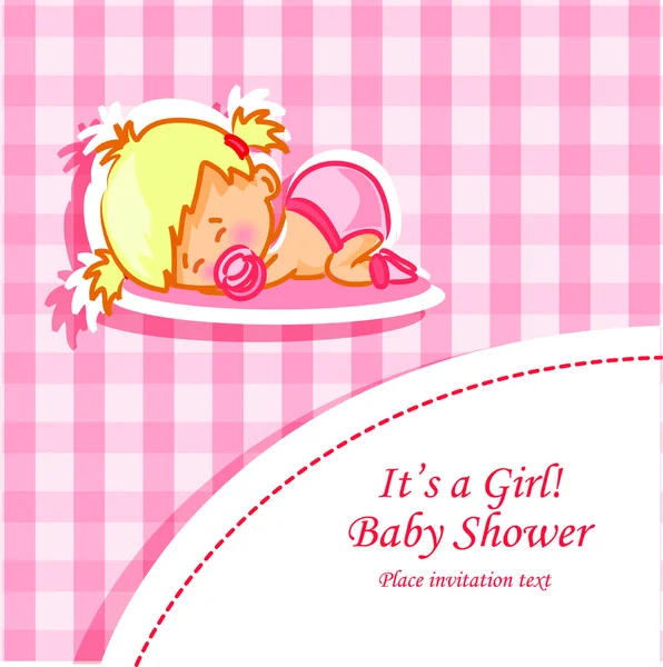 Ansagekarte mit Baby-Mädchen — Stockvektor