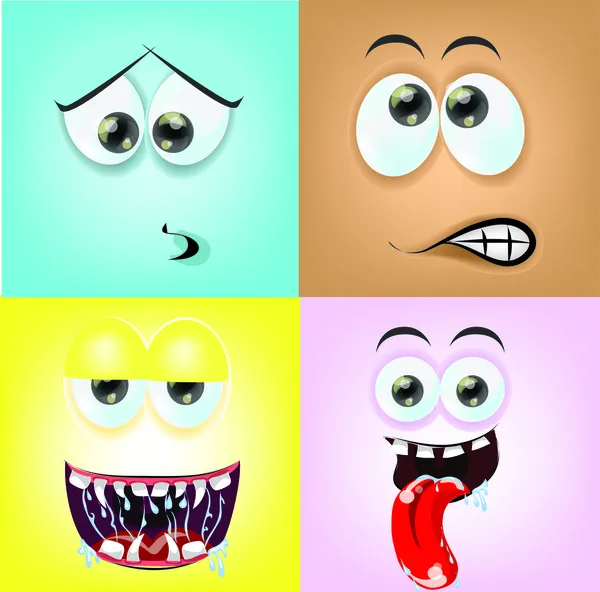 Cartoon faces with emotions — Stock Vector