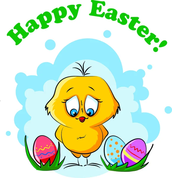 Happy Easter, Cartoon Vector Card — Stock Vector
