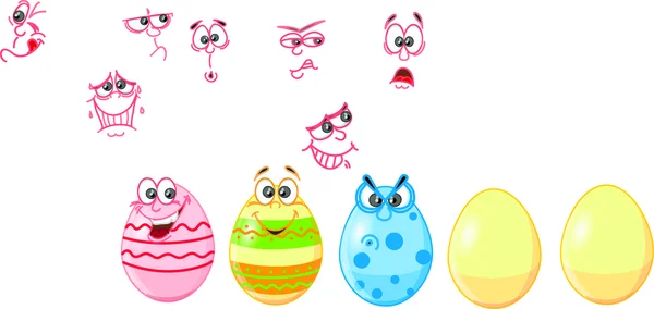 Cartone animato uova di Pasqua, felice Pasqua — Vettoriale Stock