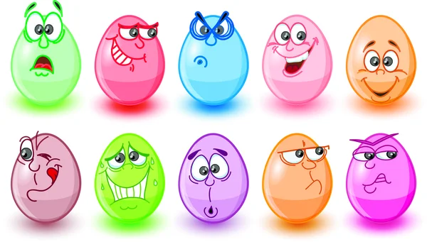 Cartoon easter eggs, happy easter — Stock Vector