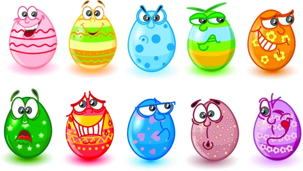 Cartoon easter eggs, happy easter — Stock Vector