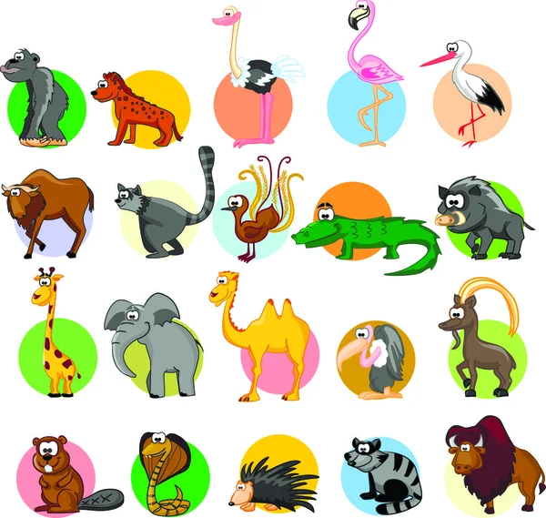 Set of cute cartoon animals — Stock Vector