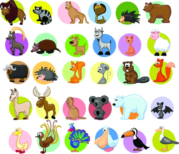 Sada roztomilých animovaných zvířat — Stockový vektor