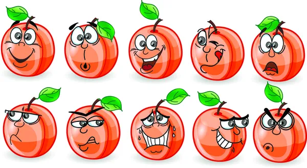 Cartoon persikor med känslor — Stock vektor
