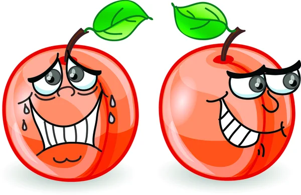 Cartoon peaches with emotions — Stock Vector