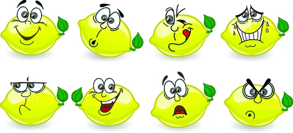 Мультяшні лимони з емоціями — стоковий вектор