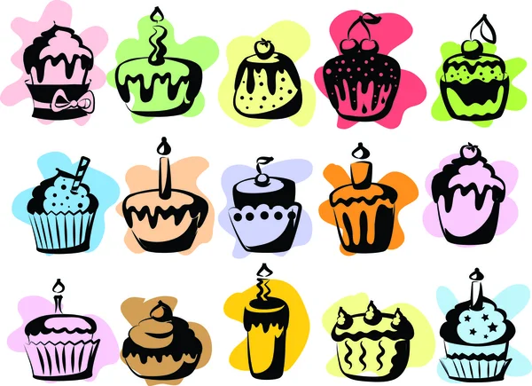 Set of cupcakes — Stock Vector