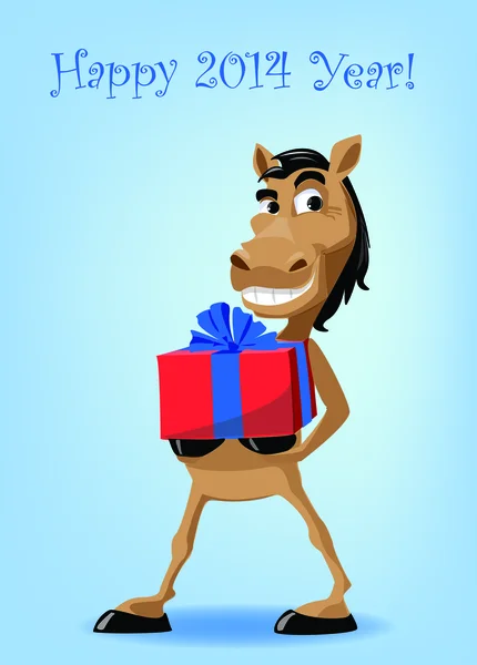 Legrační koně s dar, Vánoční pozadí — Stockový vektor