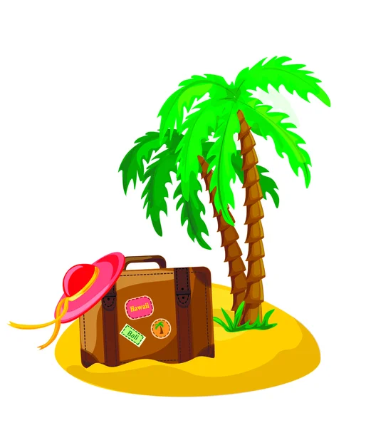 Tło podróży, palm i walizki — Wektor stockowy