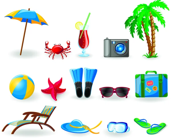 Iconos de vacaciones y viajes — Archivo Imágenes Vectoriales