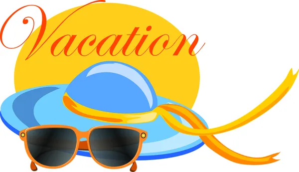 Travel icon, sunglasses and hat — Stock Vector