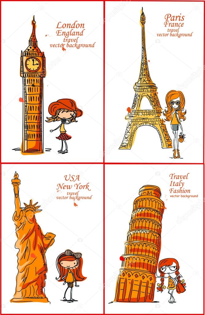 Fashion Cartoon Girl travels the world Stock Vector Image by ©virinaflora #38146589 Fashion Cartoon Girl travels the world Stock Vector Image by ©virinaflora #38146589