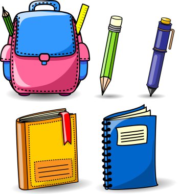 okul çantası, kalem, kitap, defter, kalem