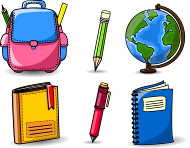 okul çantaları, kalem, kitap, defter, kalem, Küre