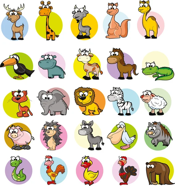 Conjunto de animales de dibujos animados lindo — Vector de stock