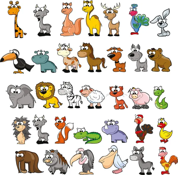 Set of cute cartoon animals — Stock Vector