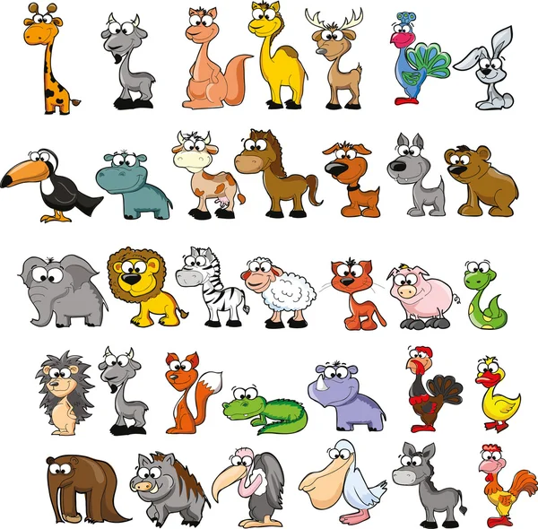 Conjunto de animales de dibujos animados lindo — Vector de stock