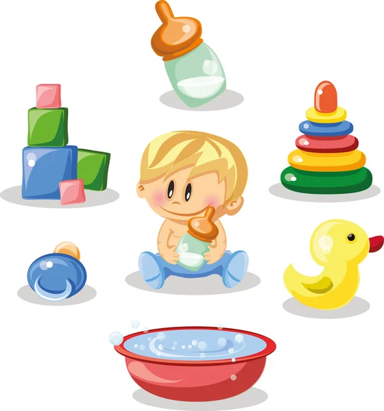 Cartoon baby- en kinder accessoires — Stockvector