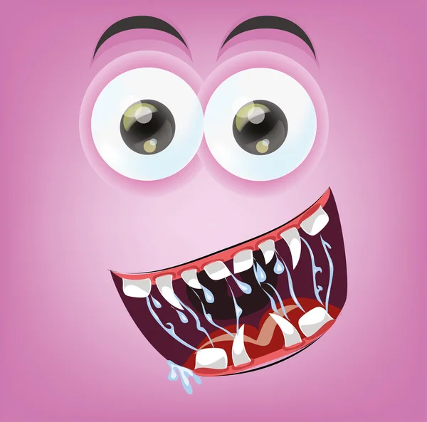 Cartoon happy monster face — Stock Vector